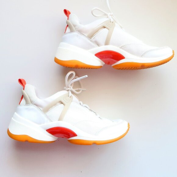 Michael Kors Chunky White Orange Sneakers Athleisure Sporty Tennis Shoes 7 - Picture 13 of 16